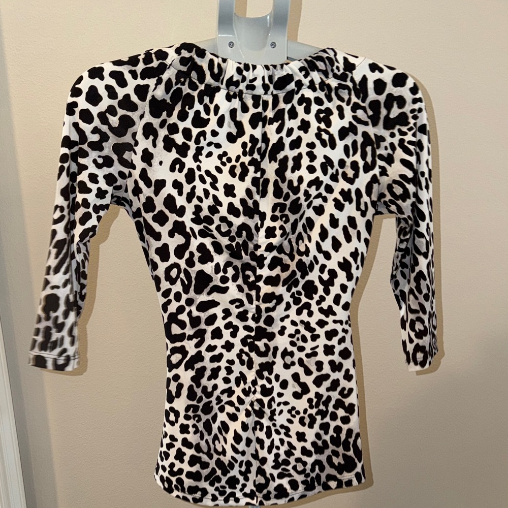 Cache Monochrome Leopard Print Blouse - image 5